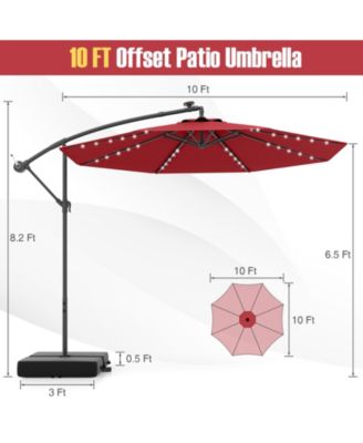 10 Ft Patio Umbrella Offset Cantilever Umbrella with 40 Solar Powered Lights