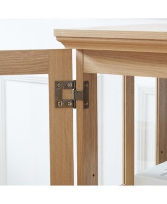 Antique Curio Cabinet with Glass Doors, Adjustable Shelves, and OAK E26 Bulb