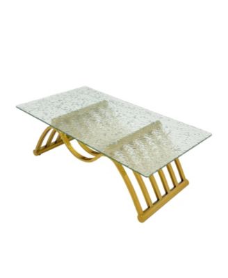  Gold Rectangle Stainless Steel Coffee Table with Glass Top