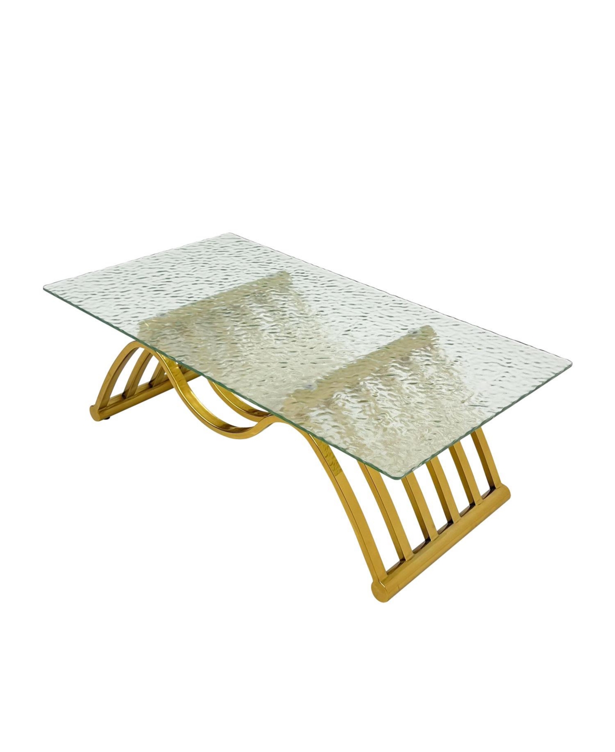 Streamdale Furniture Gold Rectangle Stainless Steel Coffee Table with Glass Top