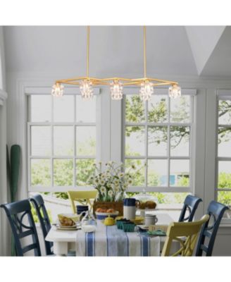 8-Light Crystal Chandelier with Matte Gold Finish, Ideal for Dining Rooms and Various Other Spaces