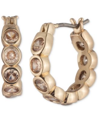 Lauren Ralph Lauren - Gold-Tone Cubic Zirconia Bezel Extra Small Hoop Earrings, 0.45"