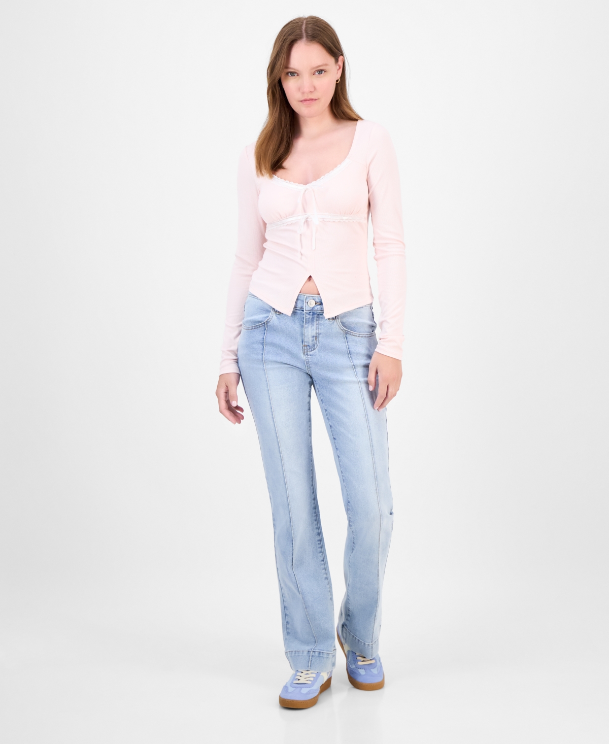 Juniors' Mid-Rise Pintuck Bootcut Jeans - Jolene