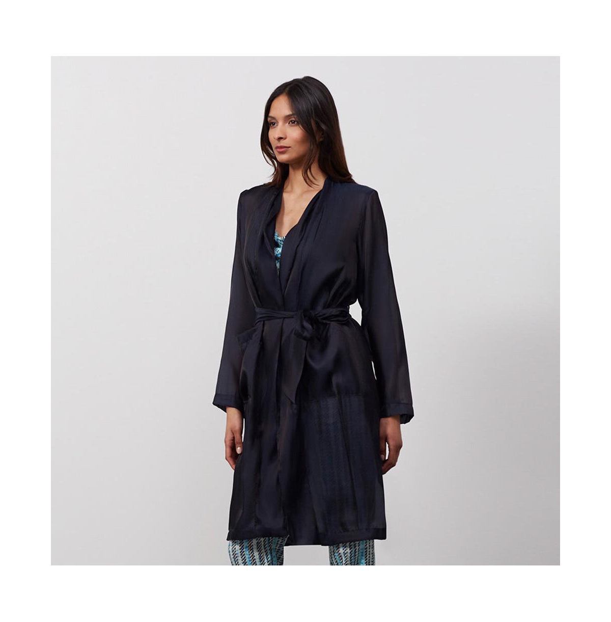Silk Organza Trench - Navy blue