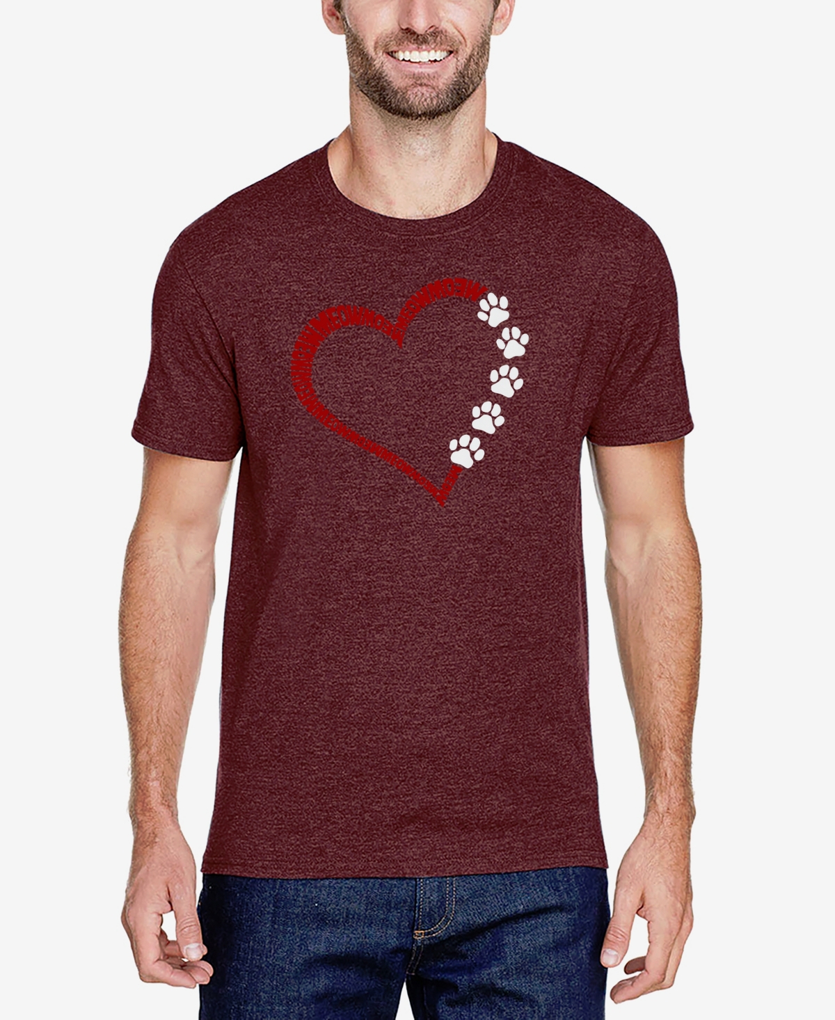 La Pop Art Men's Meow Heart Premium Blend Word Art T-shirt