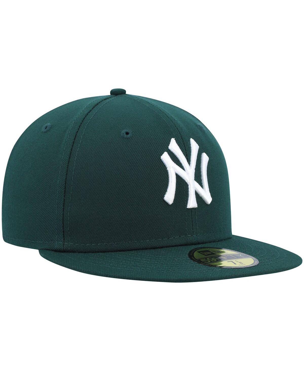 New Era Men's Green York Yankees White Logo 59FIFTY Fitted Hat