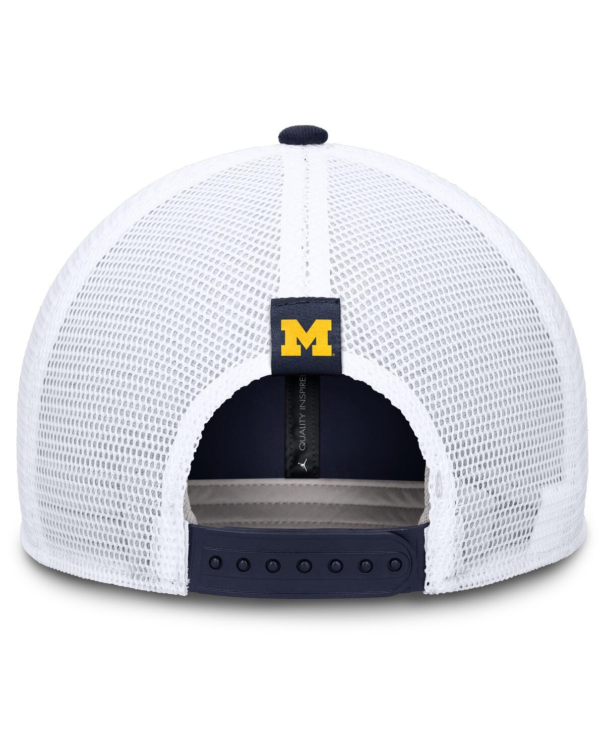 JORDAN MEN'S MICHIGAN WOLVERINES NAVY/WHITE ADJUSTABLE TRUCKER HAT 
