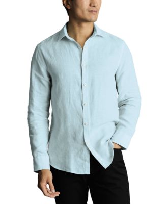 Men's Slim Fit Long Sleeve Linen Button-Front Shirt