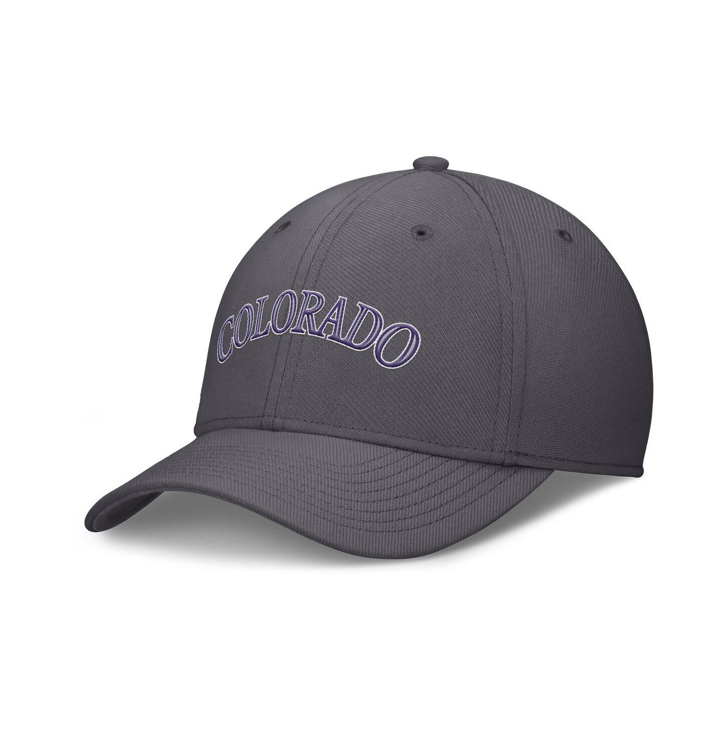 Мужская кепка Nike Gray Colorado Rockies Swoosh Performance Flex Hat — фото 1