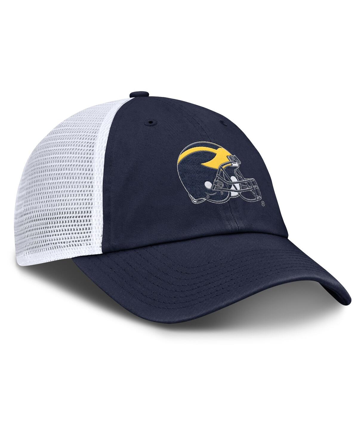 JORDAN MEN'S NAVY/WHITE MICHIGAN WOLVERINES CLUB TRUCKER ADJUSTABLE HAT 