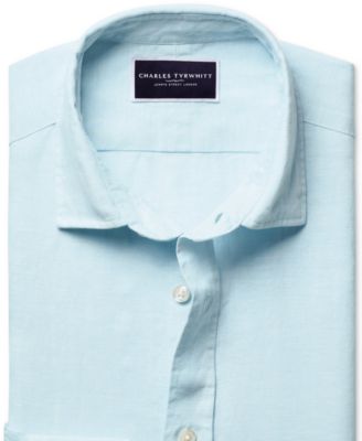 Men's Slim Fit Long Sleeve Linen Button-Front Shirt