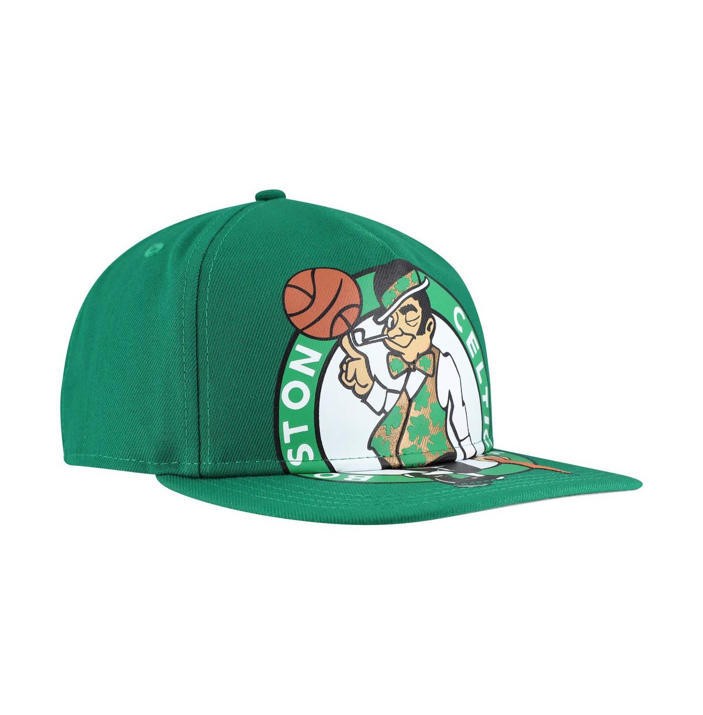Мужская кепка New Era Kelly Green Boston Celtics Oversized Puff Print Logo Golfer Snapback Hat — фото 3