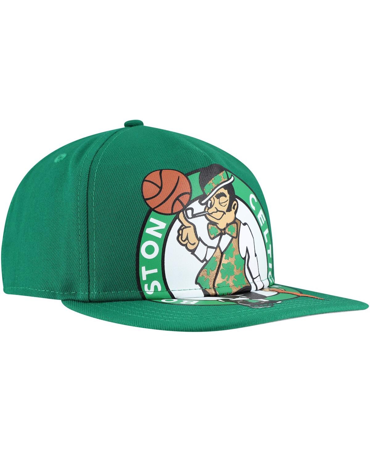 NEW ERA MEN'S KELLY GREEN BOSTON CELTICS OVERSIZED PUFF PRINT LOGO GOLFER SNAPBACK HAT 