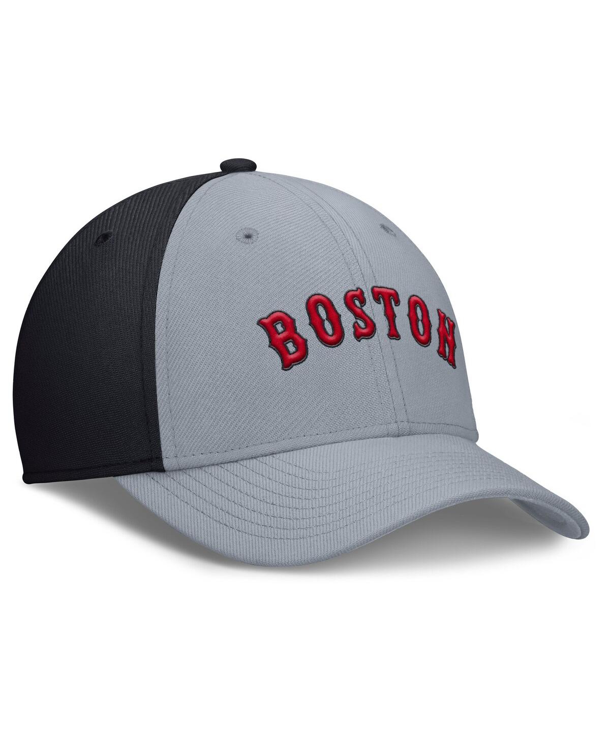 Nike Men's Gray/navy Boston Red Sox Rise Swoosh Performance Flex Hat