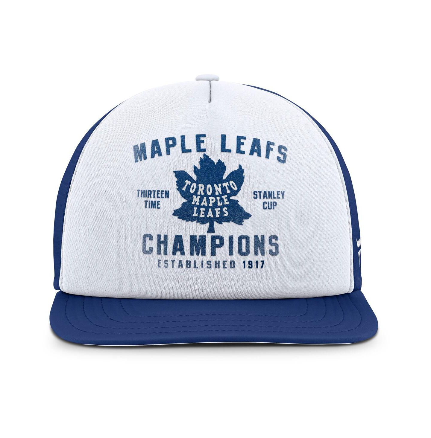 Мужская кепка Fanatics White/Blue Toronto Maple Leaf's Decades Collection Foam Front Snapback Hat — фото 2