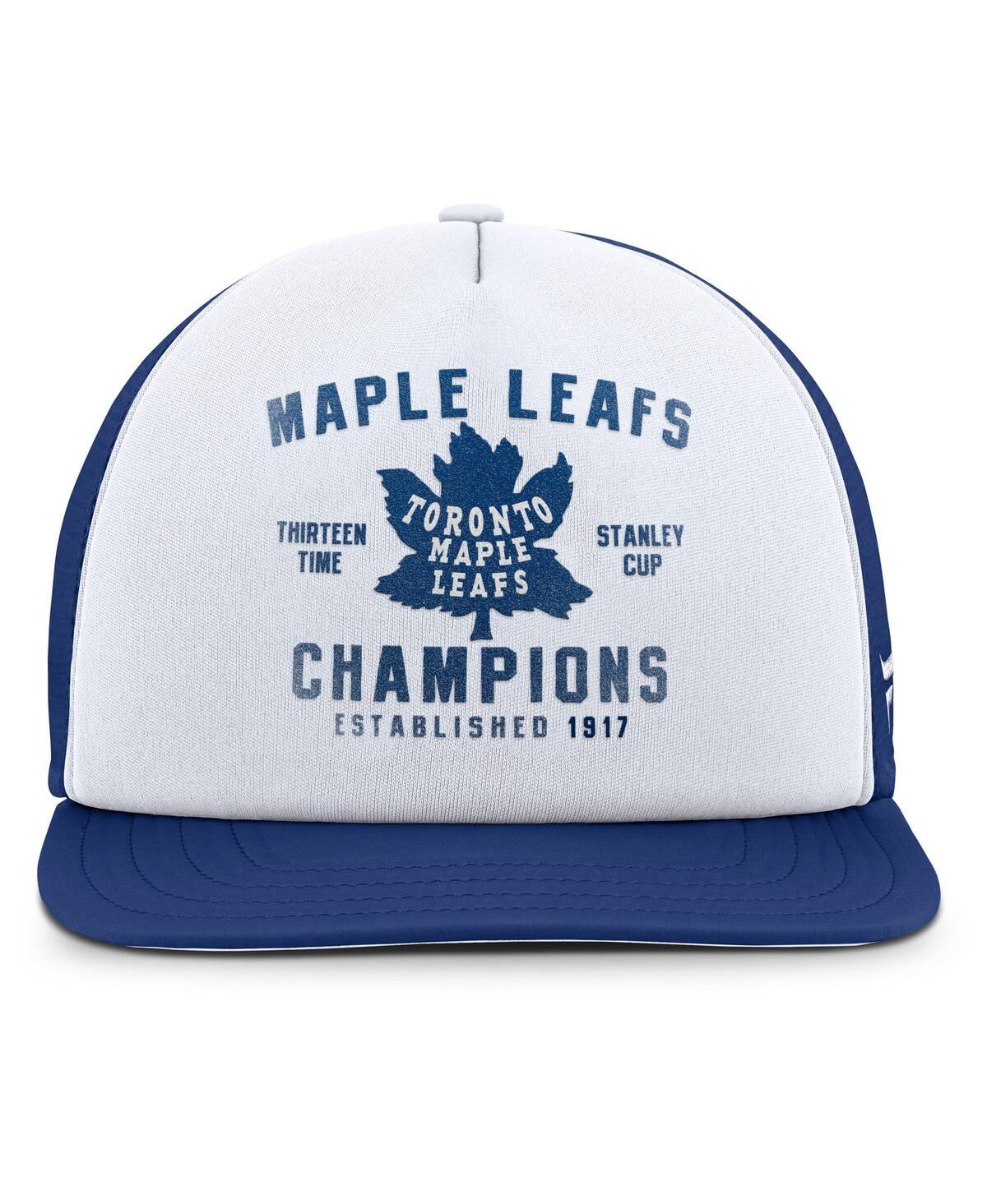 Fanatics Men's White/Blue Toronto Maple Leaf's Decades Collection Foam Front Snapback Hat