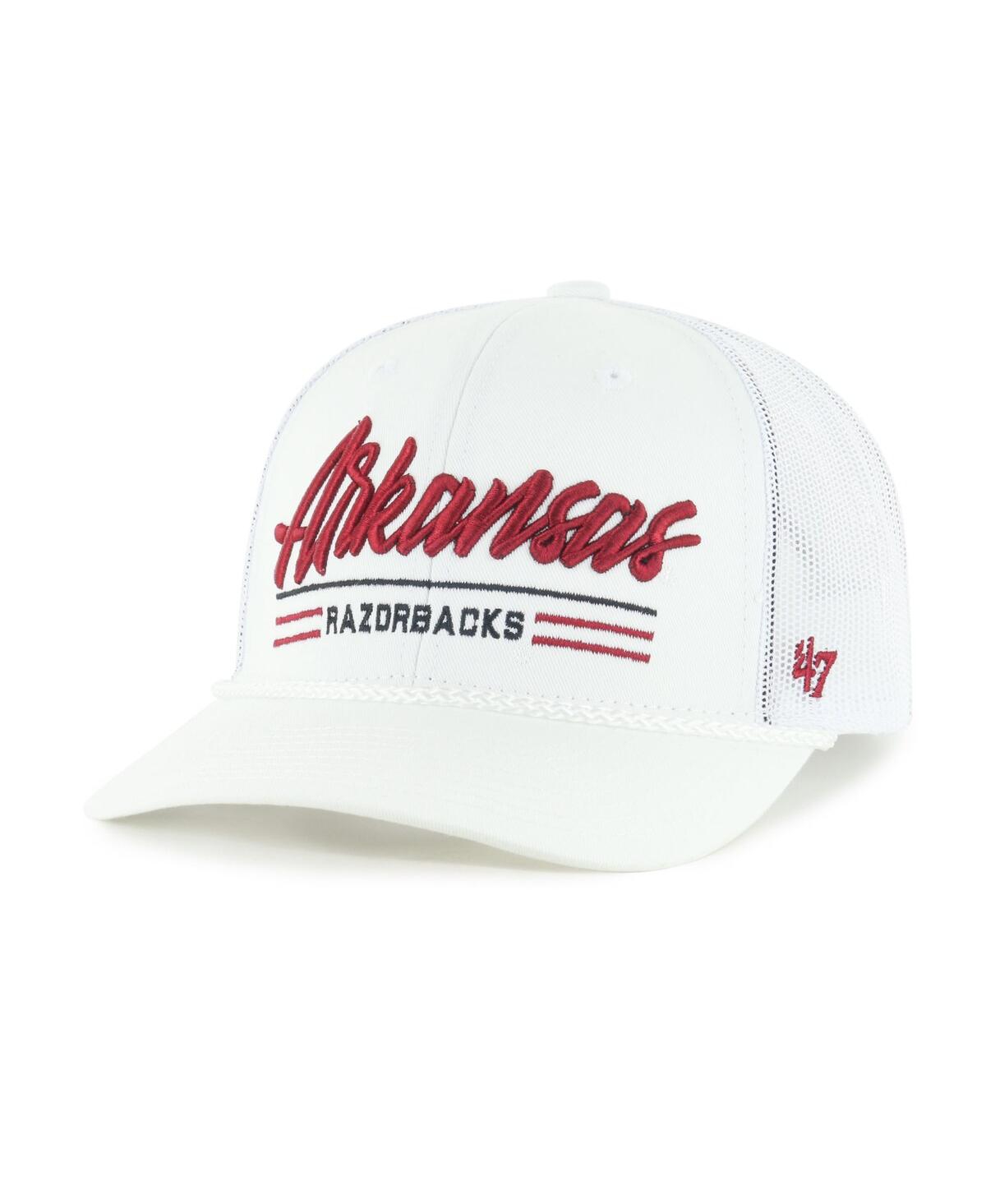47 Brand Men's White Arkansas Razorbacks Garner Rope Trucker Adjustable Hat