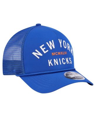 Men's Blue New York Knicks Minimalist A-Frame 9FORTY Trucker Hat