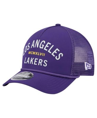New Era - Men's Purple Los Angeles Lakers Minimalist A-Frame 9FORTY Trucker Hat