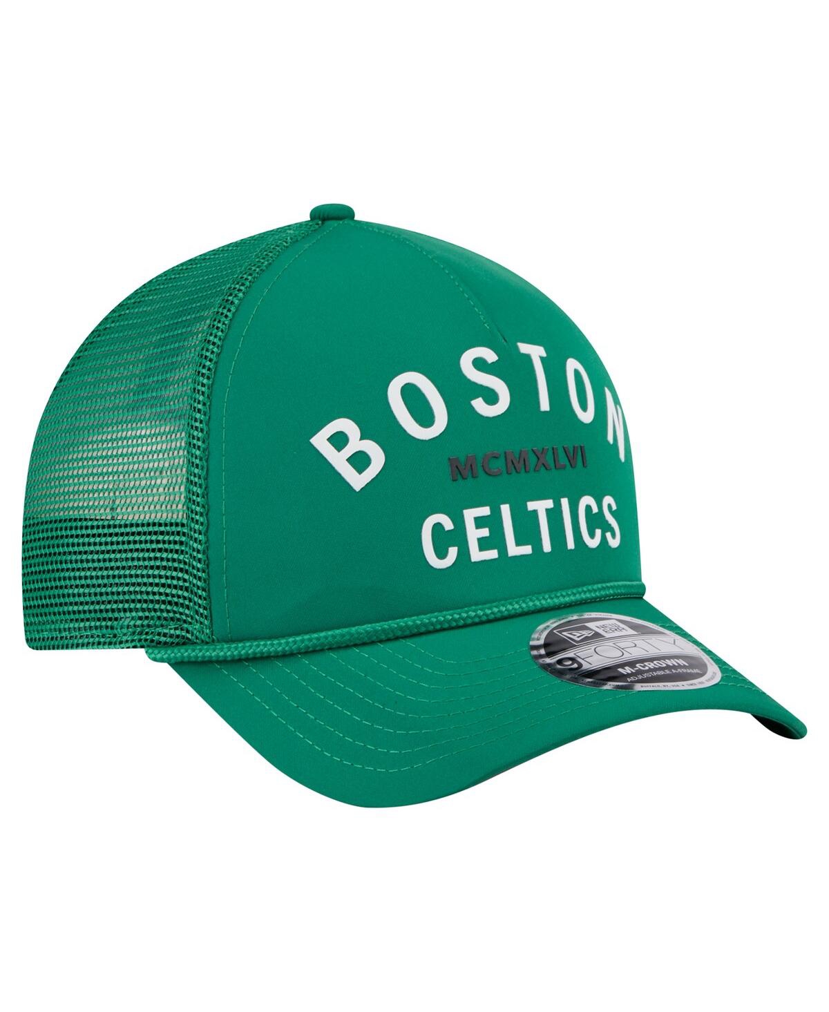 NEW ERA MEN'S KELLY GREEN BOSTON CELTICS MINIMALIST A-FRAME 9FORTY TRUCKER HAT 