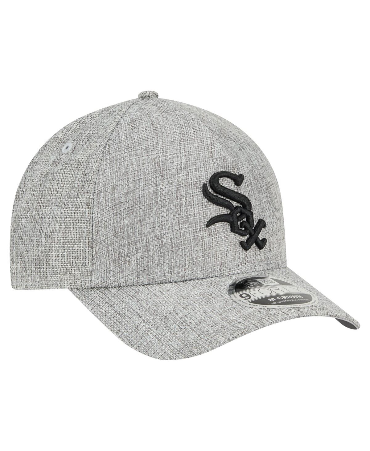 NEW ERA MEN'S GRAY CHICAGO WHITE SOX COTTON WEAVE M-CROWN A-FRAME 9FORTY ADJUSTABLE HAT 