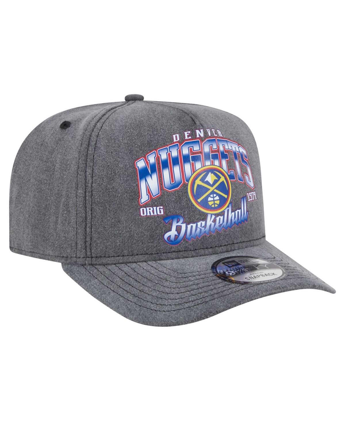 New Era Men's Charcoal Denver Nuggets Throwback Washed Pre-curved 9fifty Snapback Hat