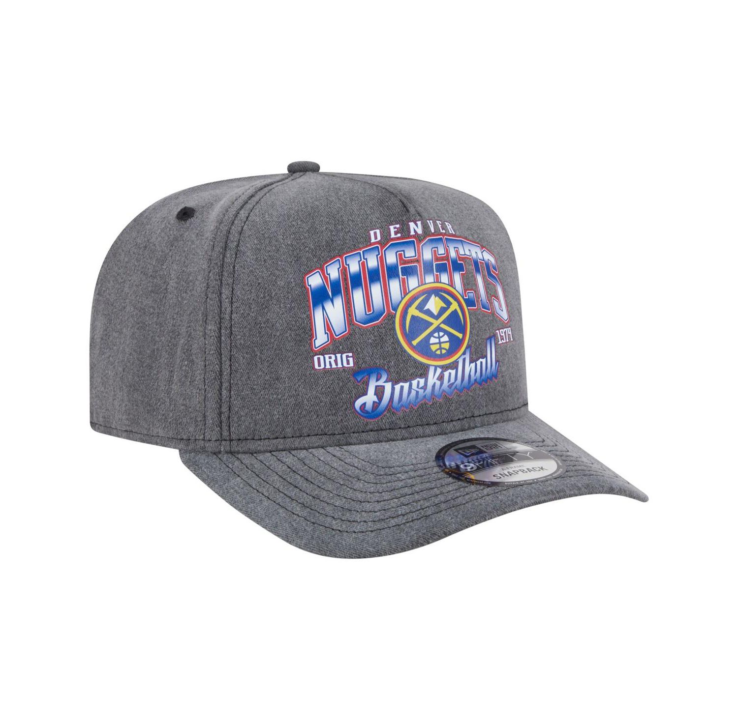 Men's Charcoal Denver Nuggets Throwback Washed Pre-Curved 9FIFTY Snapback Hat