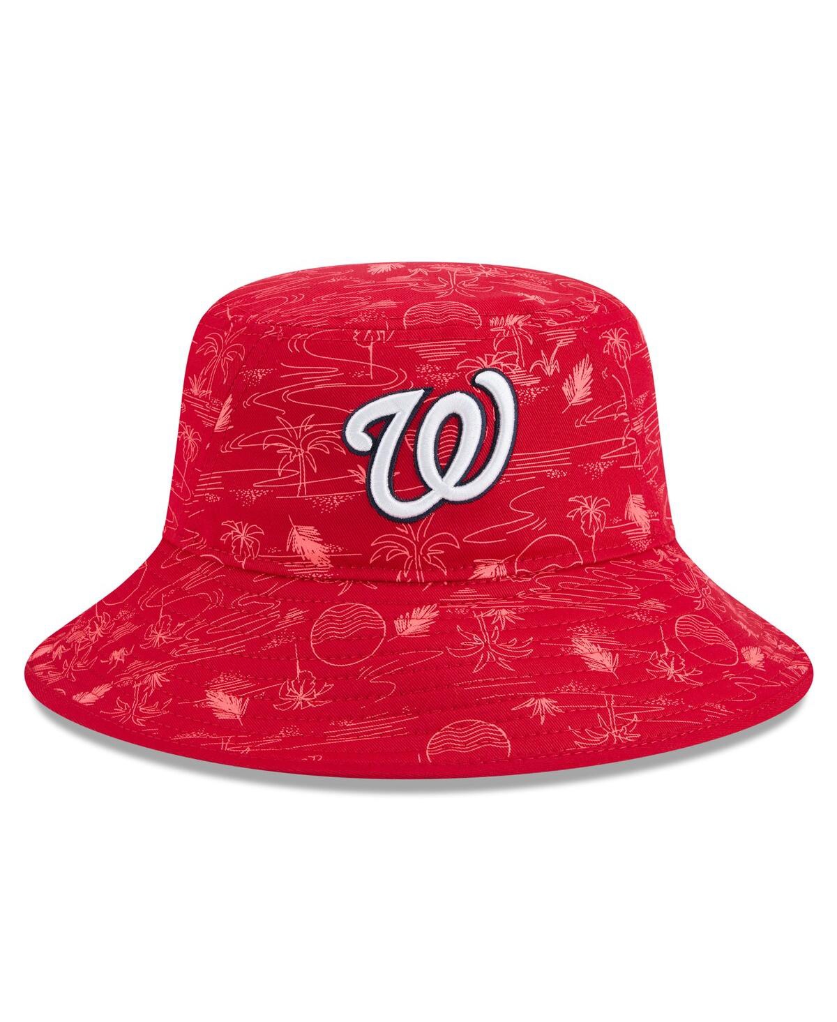 NEW ERA MEN'S RED WASHINGTON NATIONALS 2025 SPRING TRAINING ALL OVER PRINT BUCKET HAT 