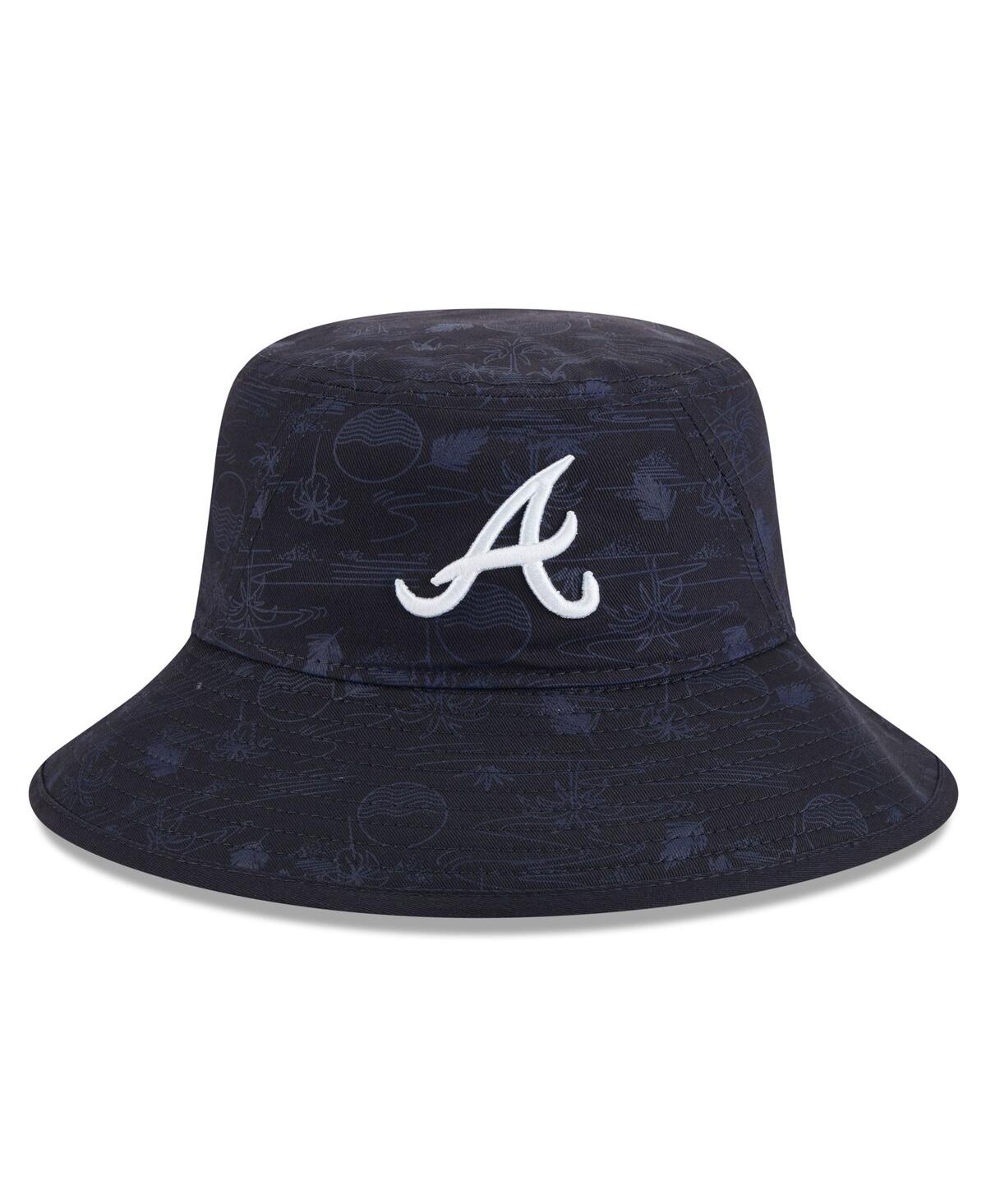 NEW ERA MEN'S NAVY ATLANTA BRAVES 2025 SPRING TRAINING ALL OVER PRINT BUCKET HAT 