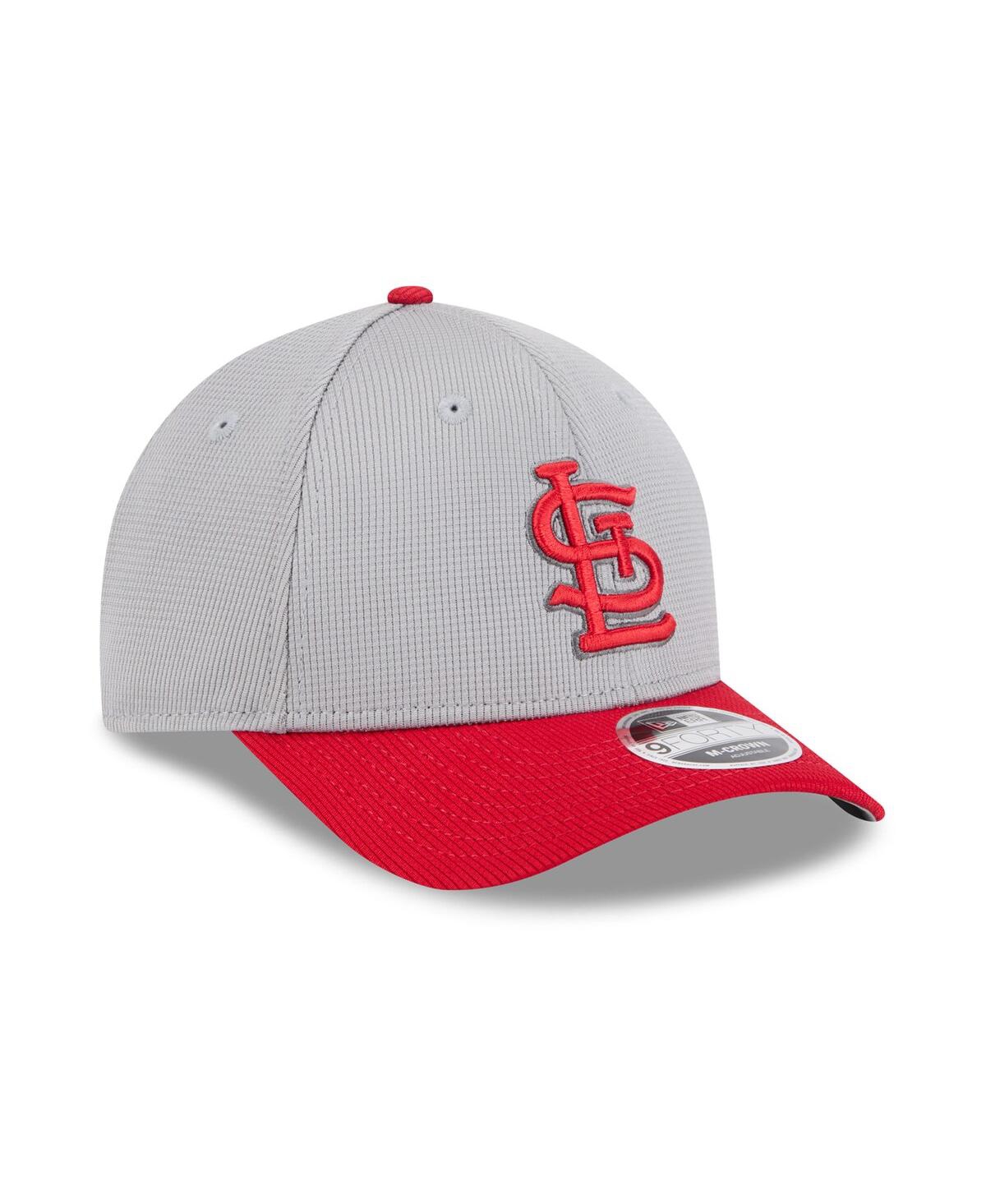 NEW ERA MEN'S GRAY/RED ST. LOUIS CARDINALS 2025 BATTING PRACTICE 9FORTY M-CROWN ADJUSTABLE HAT 
