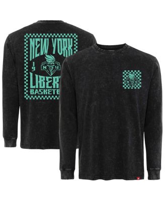 Sportiqe - Men's and Women's Black New York Liberty Rock Roll Collection Bono Mineral Wash Premium Long Sleeve T-Shirt