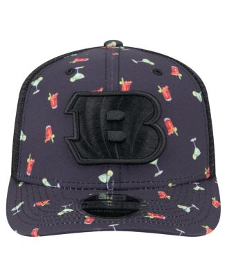 Men's Navy/Black Cincinnati Bengals Adventure Drinks Pattern 9SEVENTY Stretch Snap Hat