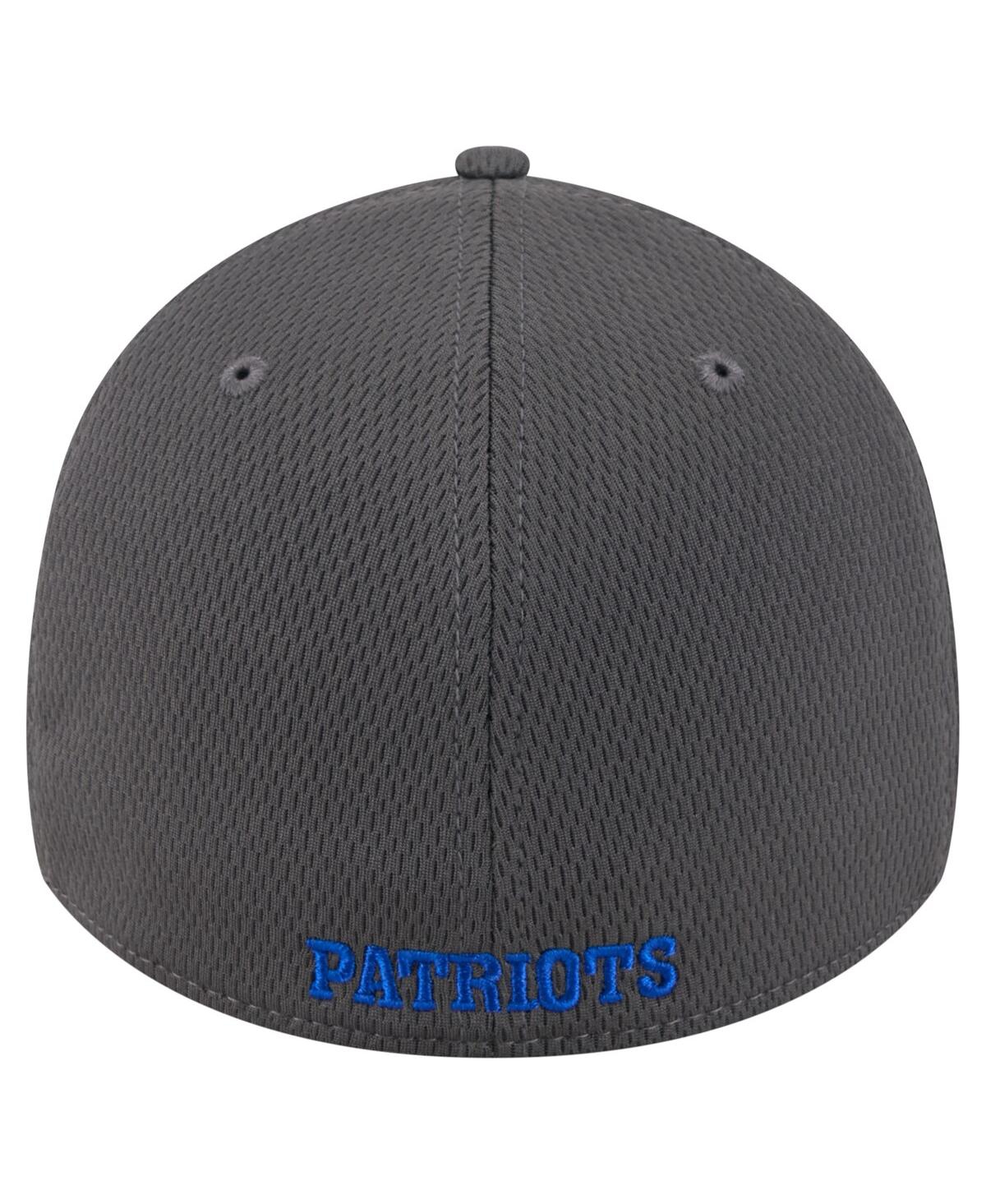New Era Men's Graphite England Patriots Throwback Logo Main 39THIRTY Flex Hat