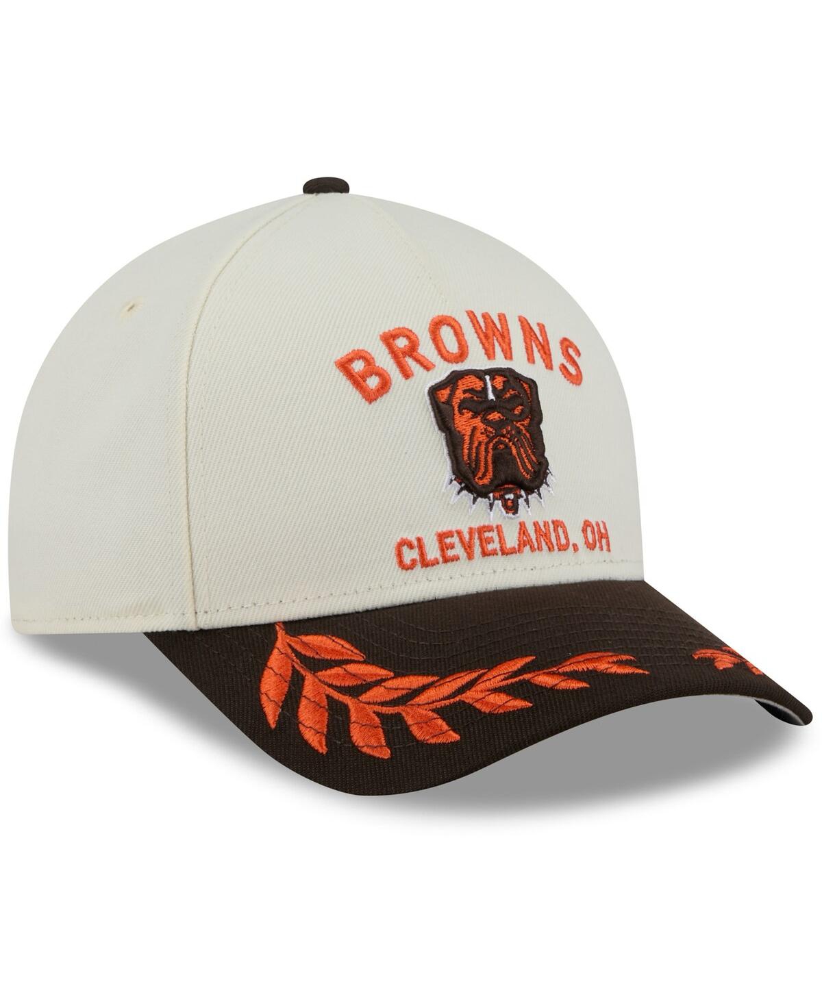 NEW ERA MEN'S CREAM/BROWN CLEVELAND BROWNS 2025 NFL DRAFT 9FORTY A-FRAME M-CROWN ADJUSTABLE HAT 