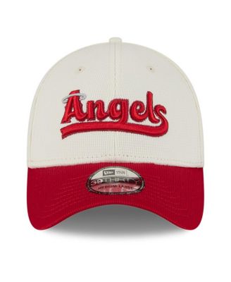 Men's Cream/Red Los Angeles Angels City Connect Batting Practice 39THIRTY Flex Hat