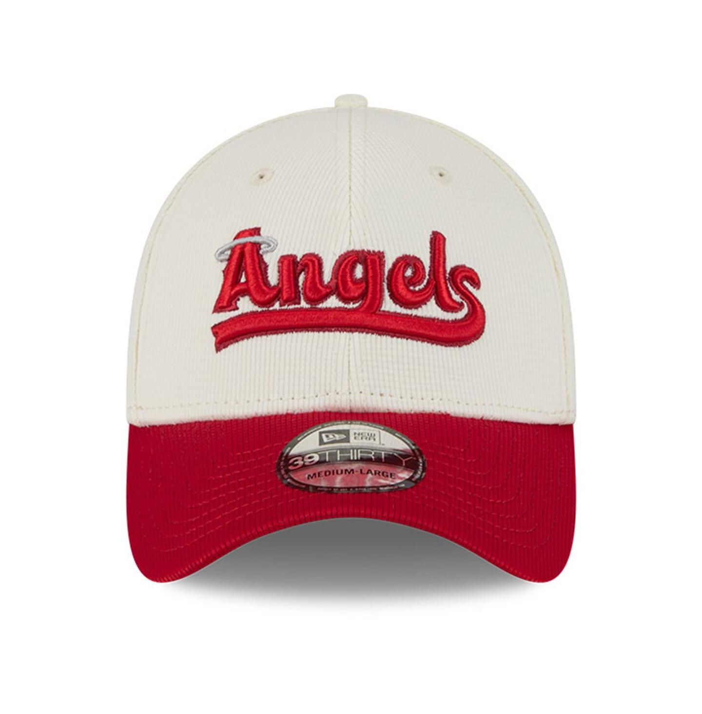 Мужская кепка New Era Cream/Red Los Angeles Angels City Connect Batting Practice 39THIRTY Flex Hat — фото 2