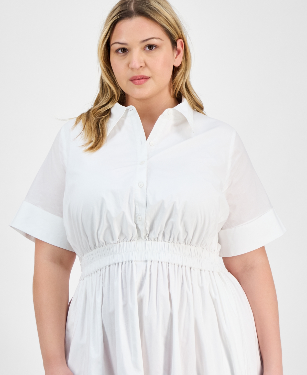 On 34th Trendy Plus Size Short-sleeve Popover Shirtdress, Exclusively At Macy's