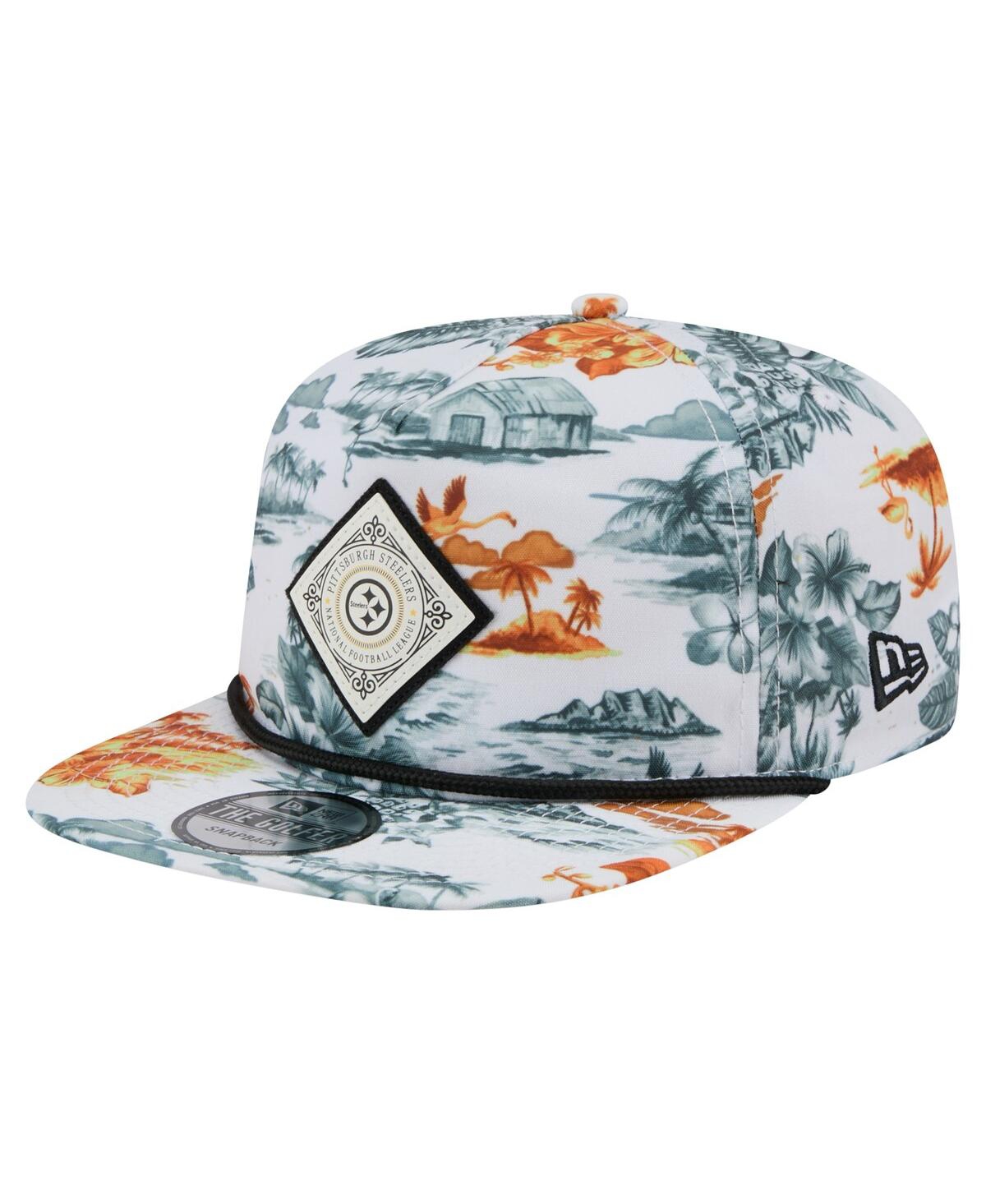 NEW ERA MEN'S WHITE PITTSBURGH STEELERS ADVENTURE GOLFER SNAPBACK HAT 