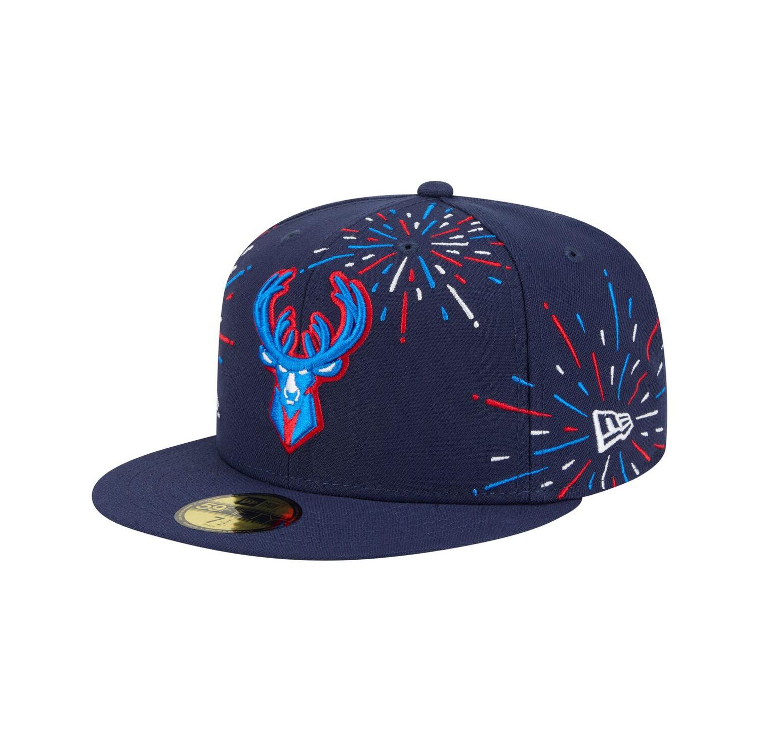 Men's Navy Milwaukee Bucks Americana Fireworks 59FIFTY Fitted Hat