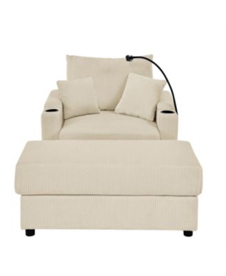  1 Pc   Cozy Corduroy   Storage, Ottoman, Cup Holders, Charging Ports   Modern Sofa