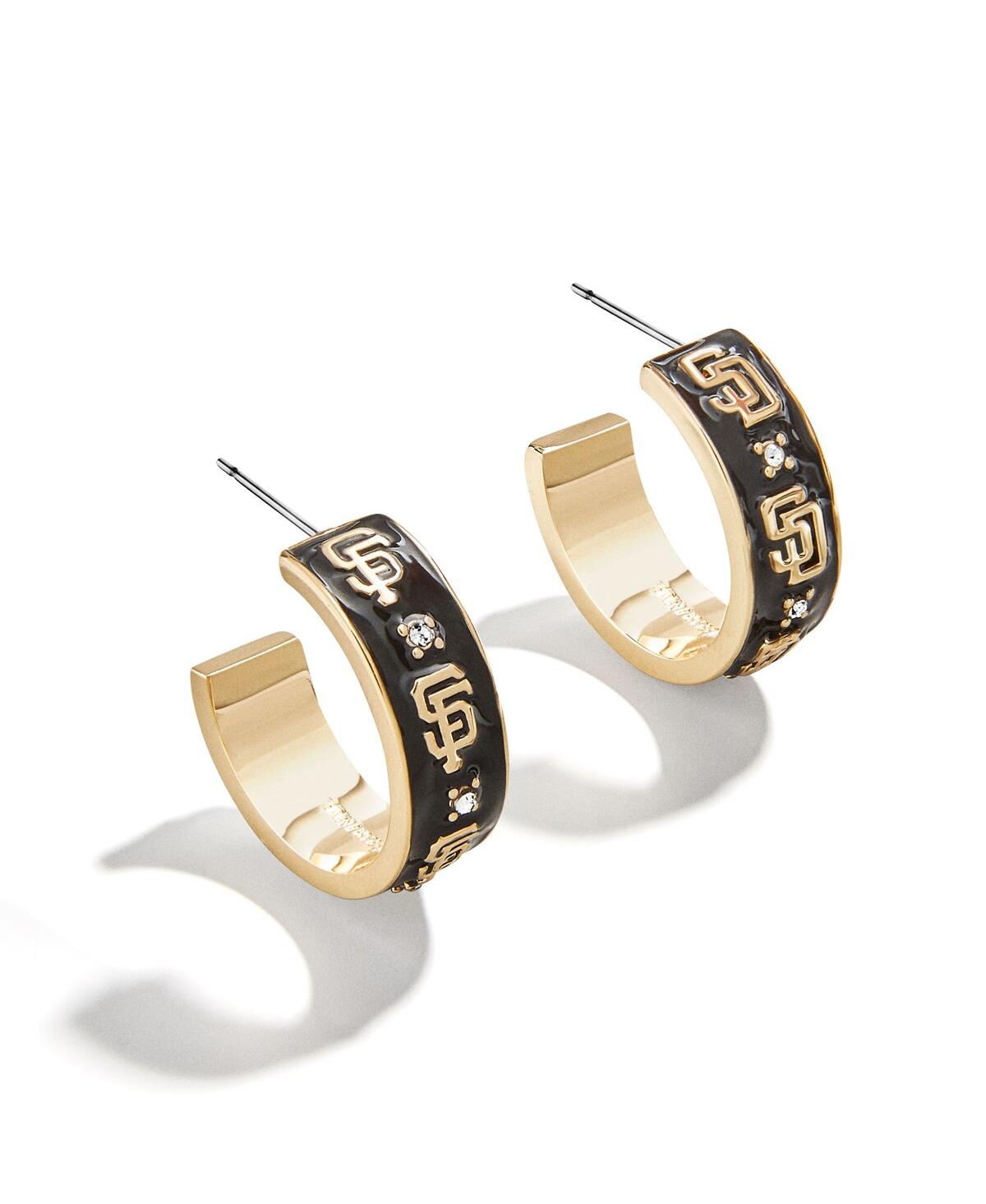 x Bauble Bar San Francisco Giants Enamel Hoop Earrings - Gold, Black