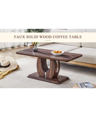 Modern Minimalist Walnut Coffee Table with Textured Sticker