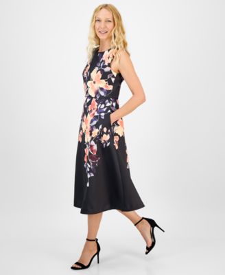 Women's Printed Sleeveless Midi Dress