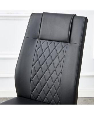 Pandora Glass Dining Set Table & 6 Black PU Chairs