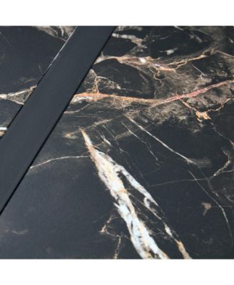 Streamdale Black Marble Dining Set - 55" Table & 4 PU Chairs