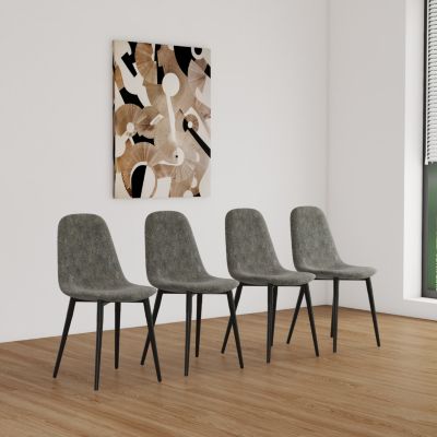 Streamdale 31.5" Round Dining Set Black Table, 4 Suede Chairs
