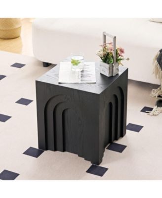 Streamdale 15.74" Square Side Table Small Coffee Table Accent Table Bedside Table for Living Room Bedroom,BLACK