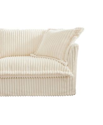 Slipcovered 4-Seater Sofa, Extra Deep, Corduroy Fabric Cloud-Like Comfort