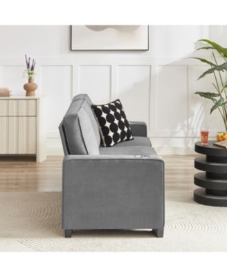 Streamdale 83.86"Snowfleece Fabric sofa,Modern Compressed Couch,3-Seater Sofa, Furniture for Living Room,Bedroom,office, Gray