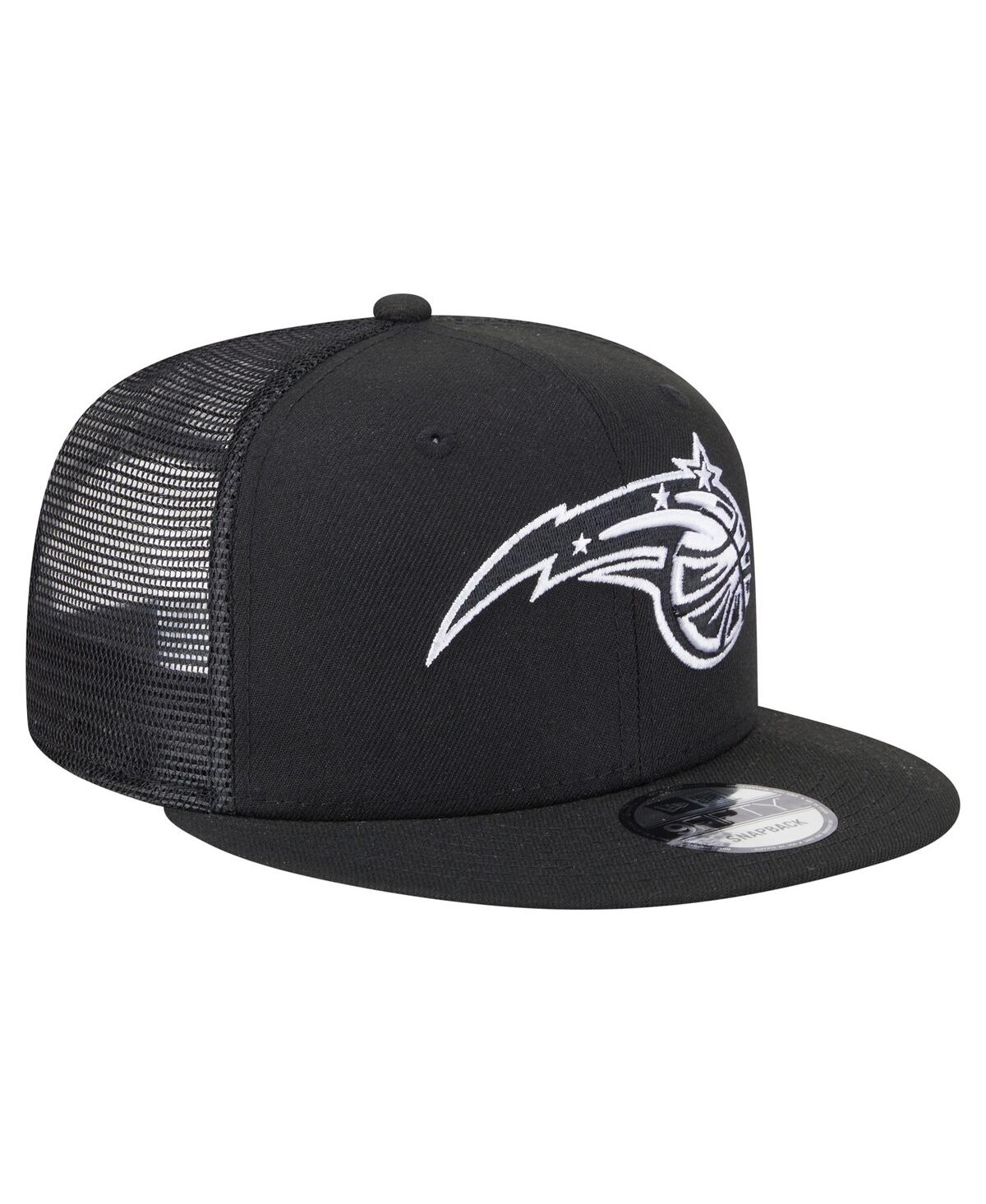 NEW ERA MEN'S BLACK ORLANDO MAGIC 9FIFTY SNAPBACK TRUCKER HAT 